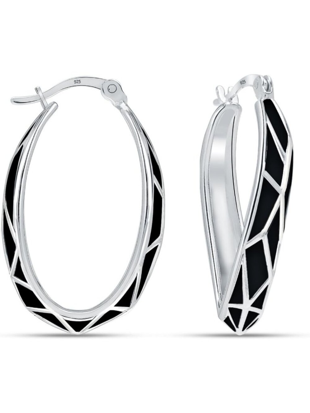 Sterling Silver Chunky Hoop Earrings | Geometric Square & Heart Shapes | Wavy